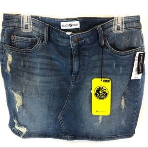 Black Daisy Mini Skirt Distressed Denim NWT